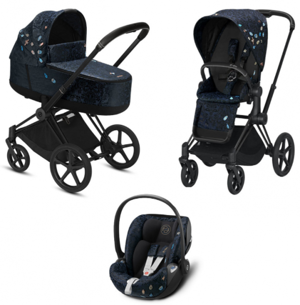 Коляска 3 в 1 Cybex Priam III Jewels of Nature шасси Matt Black, Jewels of Nature (Темно-синий)