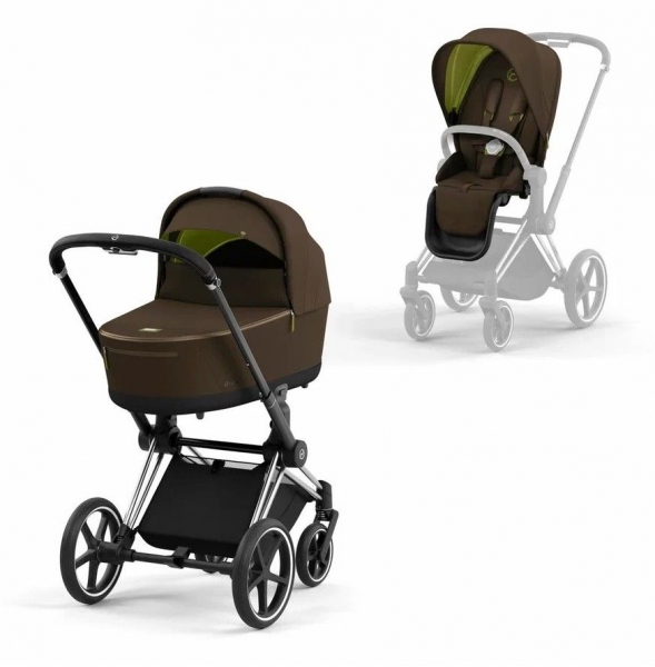 Коляска 2 в 1 Cybex Priam IV шасси Chrome Black, Khaki Green (Хаки)