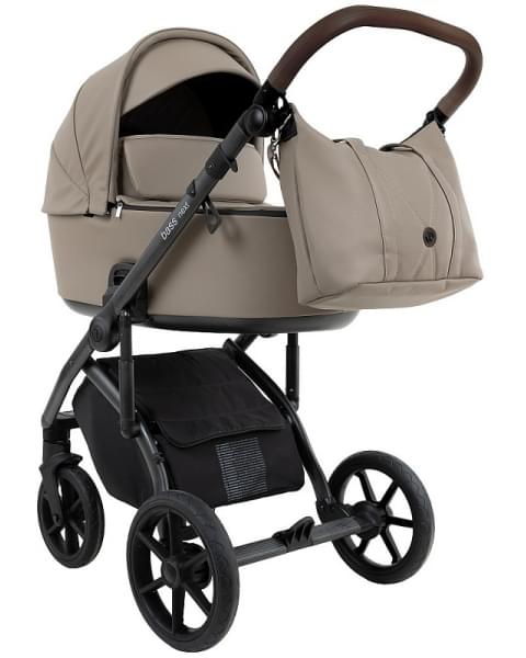 Детская коляска Roan Bass Next Кожа 2.0 3 в 1 с автокреслом Tutis Elo Lux EduSky Black BNL/71/2 Cappucino/Black/ руч.Коричневый