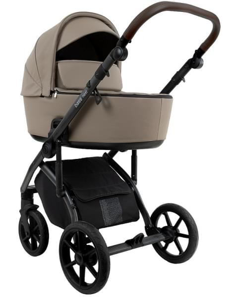 Детская коляска Roan Bass Next Кожа 2.0 3 в 1 с автокреслом Tutis Elo Lux EduSky Black BNL/71/2 Cappucino/Black/ руч.Коричневый