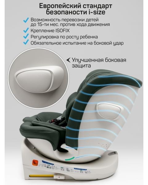 Детское удерживающее устройство Amarobaby Defender, i-Size, 40-150 см, зеленый