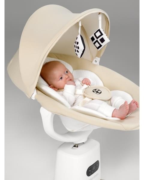 Качели электронные детские Amarobaby Jolly swing, бежевый, белый вкладыш