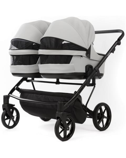 Детская коляска для двойни Adamex Leo Duo Deluxe 2 в 1 DUO-SA3 (СВ.СЕРАЯ КОЖА)