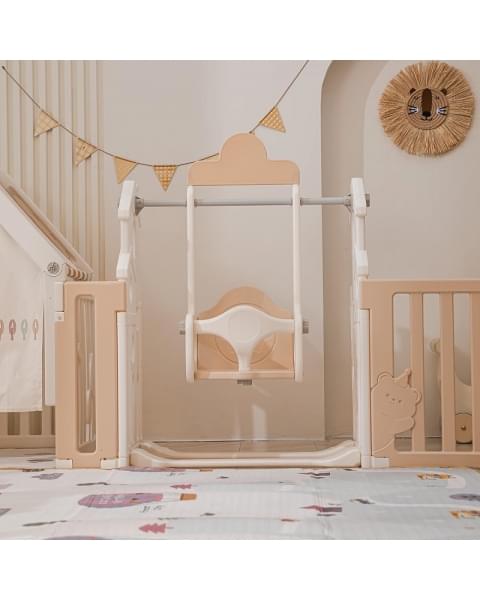 Манеж UNIX Kids DeLuxe House Camel, 150 x 180 см с игровыми аксессуарами