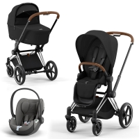 Cybex Priam IV 3 в 1 шасси Chrome Brown, Sepia Black (Черный) + Cloud T i-Size