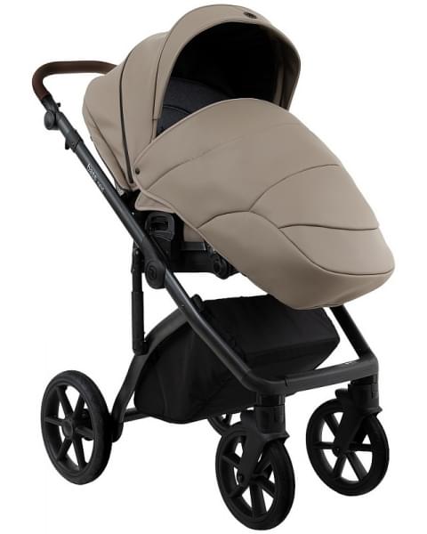 Детская коляска Roan Bass Next Кожа 2.0 3 в 1 с автокреслом Tutis Elo Lux EduSky Black BNL/71/2 Cappucino/Black/ руч.Коричневый