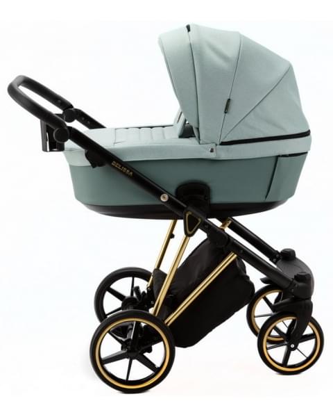 Детская коляска Adamex Belissa Special Edition 2 в 1 B-PS548 (СЕР-ЗЕЛ.ТК ЗОЛОТ.РАМ)