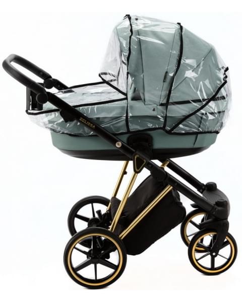 Детская коляска Adamex Belissa Special Edition 2 в 1 B-PS548 (СЕР-ЗЕЛ.ТК ЗОЛОТ.РАМ)
