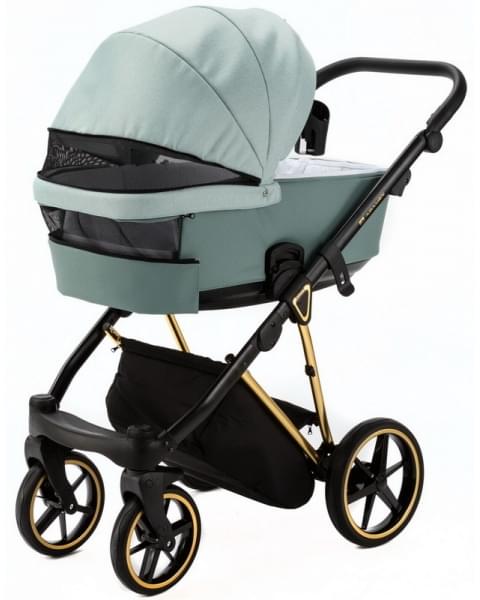 Детская коляска Adamex Belissa Special Edition 2 в 1 B-PS548 (СЕР-ЗЕЛ.ТК ЗОЛОТ.РАМ)