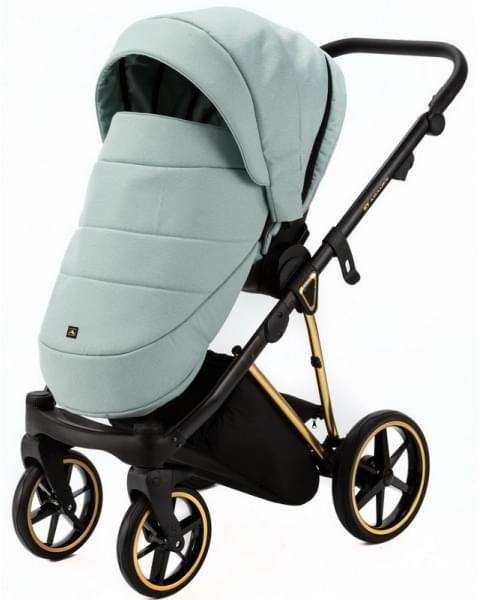 Детская коляска Adamex Belissa Special Edition 2 в 1 B-PS548 (СЕР-ЗЕЛ.ТК ЗОЛОТ.РАМ)