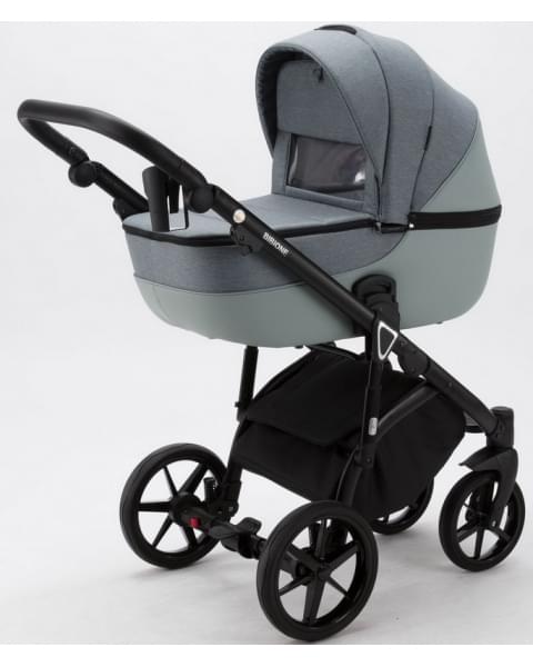 Детская коляска Adamex Bibione 3 в 1 BI-PS72 (СЕРЫЙ+СЕРО-ЗЕЛЕН.КОЖА)