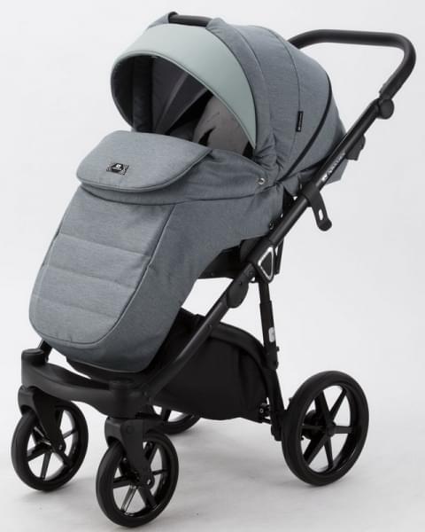 Детская коляска Adamex Bibione 3 в 1 BI-PS72 (СЕРЫЙ+СЕРО-ЗЕЛЕН.КОЖА)