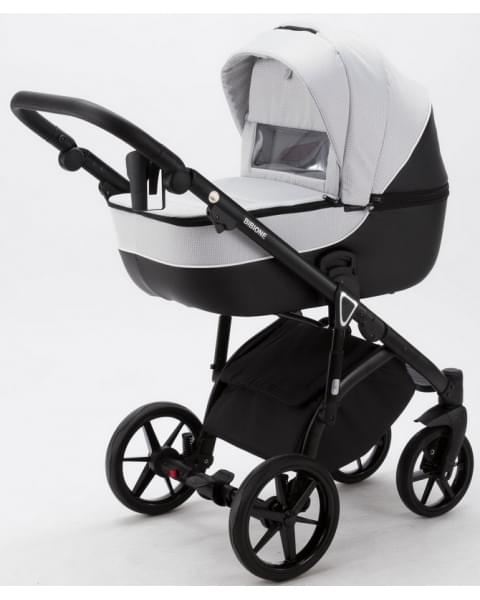 Детская коляска Adamex Bibione 3 в 1 BI-TSB11 (СВ.СЕР.ЖАКАРД+ЧЕРН.КОЖА)