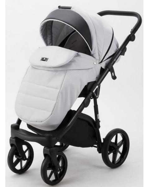Детская коляска Adamex Bibione 3 в 1 BI-TSB11 (СВ.СЕР.ЖАКАРД+ЧЕРН.КОЖА)