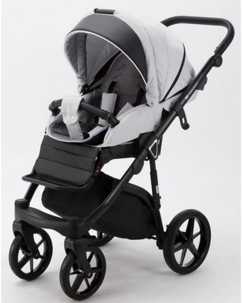 Детская коляска Adamex Bibione 3 в 1 BI-TSB11 (СВ.СЕР.ЖАКАРД+ЧЕРН.КОЖА)