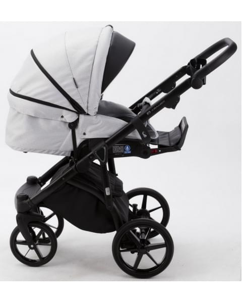 Детская коляска Adamex Bibione 3 в 1 BI-TSB11 (СВ.СЕР.ЖАКАРД+ЧЕРН.КОЖА)
