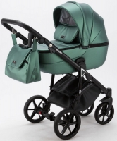 Детская коляска Adamex Bibione Deluxe 3 в 1 BI-SM01 (ЗЕЛЕН.ПЕРЛ.ПЕРФ.КОЖА)