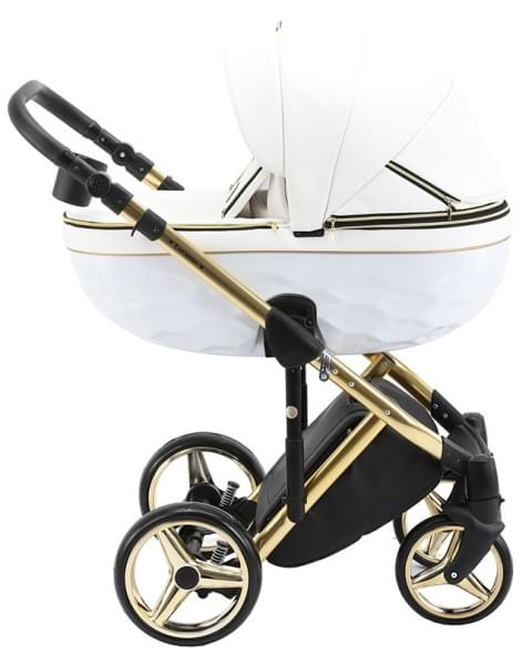 Детская коляска Adamex Chantal Special Edition Deluxe 2 в 1 C101 (БЕЛ.КОЖА ЗОЛОТ.РАМА)