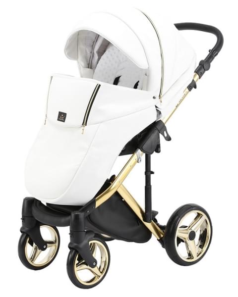 Детская коляска Adamex Chantal Special Edition Deluxe 2 в 1 C101 (БЕЛ.КОЖА ЗОЛОТ.РАМА)