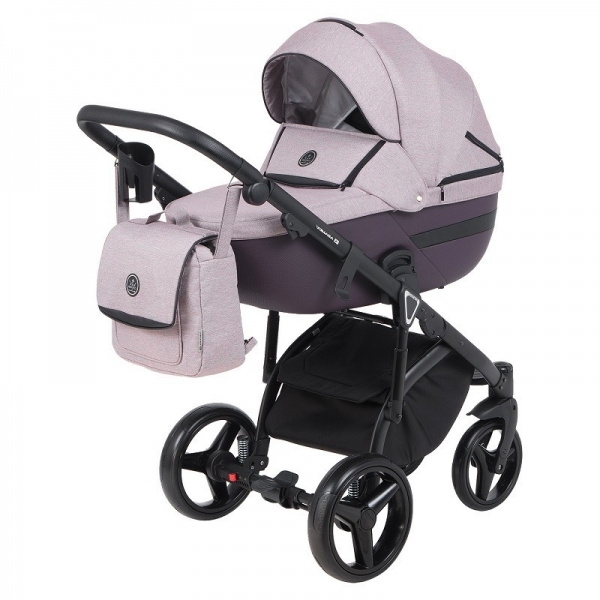 Детская коляска Adamex Cortina 2 в 1 CT-224 (РОЗОВ+СЛИВА.ПЕРФ.КОЖА)