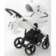 Детская коляска Adamex Cortina Deluxe 2 в 1 CT301 (БЕЛ.КОЖА+СЕРЕБ.ОТДЕЛКА+ ХРОМ РАМА)