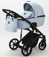 Детская коляска Adamex Mobi Deluxe 2 в 1 M-SD03 (ГОЛУБАЯ+ГОЛУБАЯ ПЕРЛ.КОЖА)