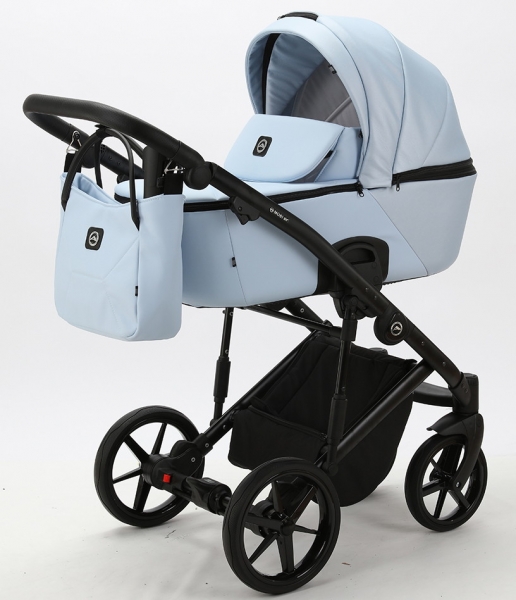 Детская коляска Adamex Mobi Deluxe 2 в 1 M-SD03 (ГОЛУБАЯ+ГОЛУБАЯ ПЕРЛ.КОЖА)