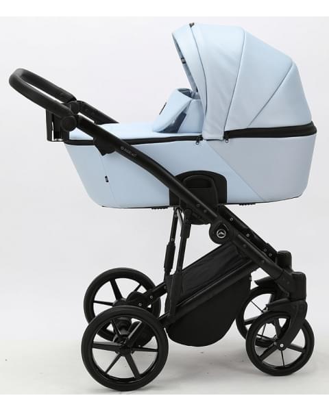 Детская коляска Adamex Mobi Deluxe 2 в 1 M-SD03 (ГОЛУБАЯ+ГОЛУБАЯ ПЕРЛ.КОЖА)