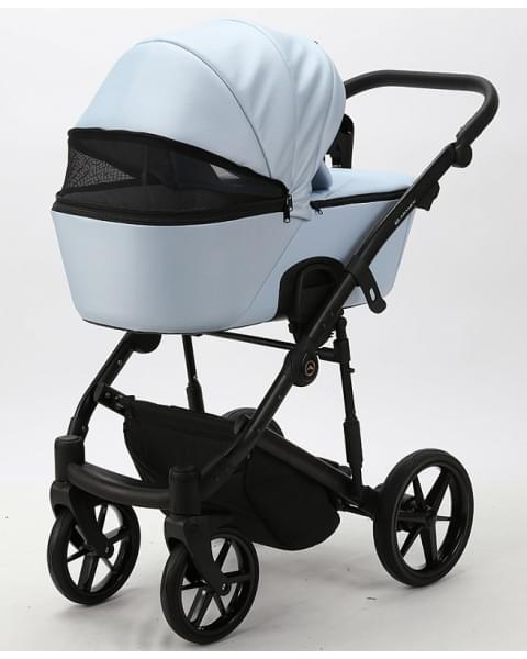 Детская коляска Adamex Mobi Deluxe 2 в 1 M-SD03 (ГОЛУБАЯ+ГОЛУБАЯ ПЕРЛ.КОЖА)