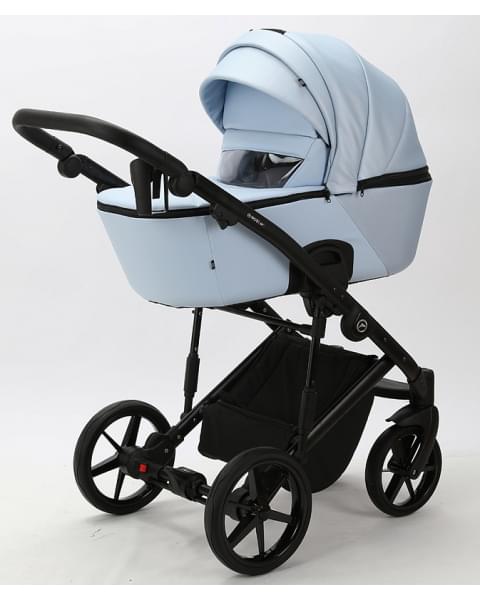 Детская коляска Adamex Mobi Deluxe 2 в 1 M-SD03 (ГОЛУБАЯ+ГОЛУБАЯ ПЕРЛ.КОЖА)
