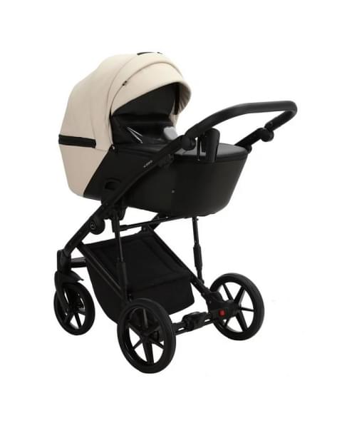 Детская коляска Adamex Mobi Deluxe 2 в 1 M-SD23 (СВЕТЛО-БЕЖЕВЫ+ЧЕРНАЯ КОЖА)