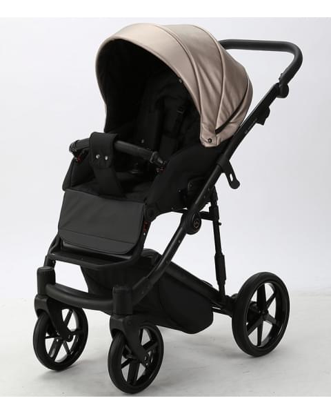 Детская коляска Adamex Mobi Deluxe 3 в 1 M-SD16 (БЕЖЕВЫЙ ПЕРЛ+ЧЕРНАЯ КОЖА)