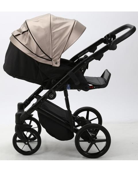 Детская коляска Adamex Mobi Deluxe 3 в 1 M-SD16 (БЕЖЕВЫЙ ПЕРЛ+ЧЕРНАЯ КОЖА)