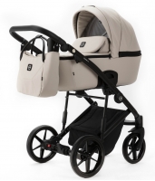 Детская коляска Adamex Mobi Deluxe New 2 в 1 MN-SA07 СВЕТЛО-БЕЖЕВАЯ КОЖА