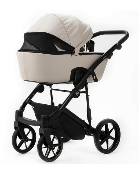 Детская коляска Adamex Mobi Deluxe New 2 в 1 MN-SA07 СВЕТЛО-БЕЖЕВАЯ КОЖА