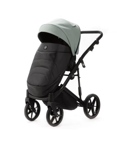 Детская коляска Adamex Mobi Deluxe New 2 в 1 MN-SD14 СЕРО-ЗЕЛЕНЫЙ+ЧЕРНАЯ КОЖА