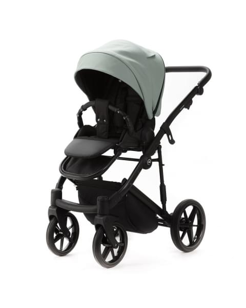 Детская коляска Adamex Mobi Deluxe New 2 в 1 MN-SD14 СЕРО-ЗЕЛЕНЫЙ+ЧЕРНАЯ КОЖА