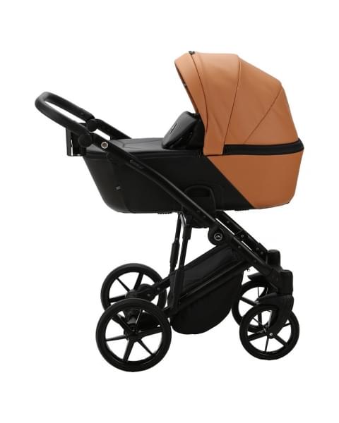 Детская коляска Adamex Mobi Deluxe New 2 в 1 MN-SD32 РЫЖИЙ+ЧЕРНАЯ КОЖА