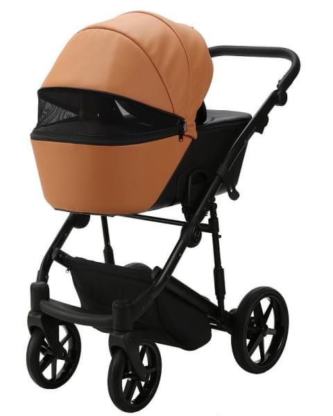 Детская коляска Adamex Mobi Deluxe New 2 в 1 MN-SD32 РЫЖИЙ+ЧЕРНАЯ КОЖА