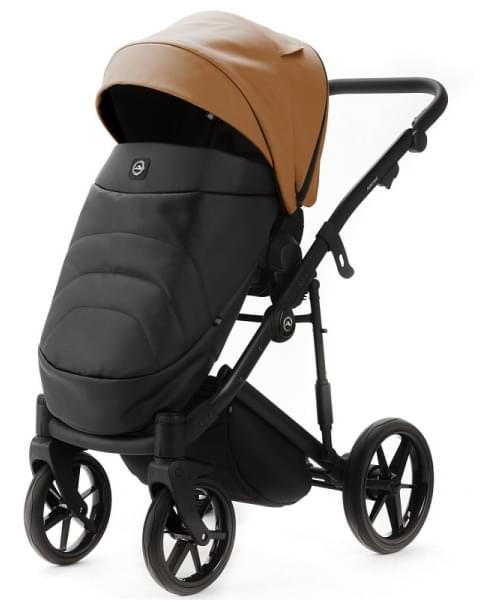 Детская коляска Adamex Mobi Deluxe New 2 в 1 MN-SD32 РЫЖИЙ+ЧЕРНАЯ КОЖА