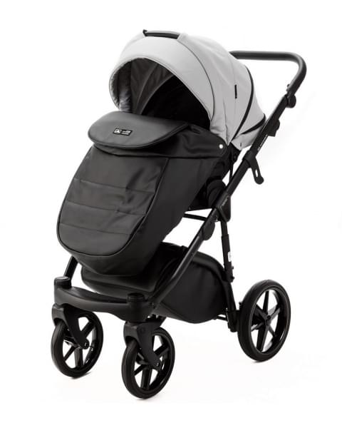Детская коляска Adamex Nola Deluxe 2 в 1 N-SD107 (СВ.СЕР.КОЖА + ЧЕРН.КОЖА)