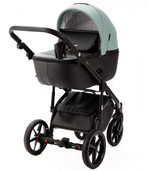 Детская коляска Adamex Nola Deluxe 3 в 1 N-SD103 (СЕРО-ЗЕЛ. КОЖА + ЧЕРН.КОЖА)
