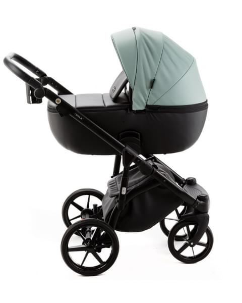 Детская коляска Adamex Nola Deluxe 3 в 1 N-SD103 (СЕРО-ЗЕЛ. КОЖА + ЧЕРН.КОЖА)