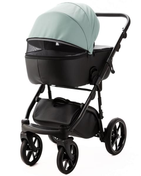 Детская коляска Adamex Nola Deluxe 3 в 1 N-SD103 (СЕРО-ЗЕЛ. КОЖА + ЧЕРН.КОЖА)