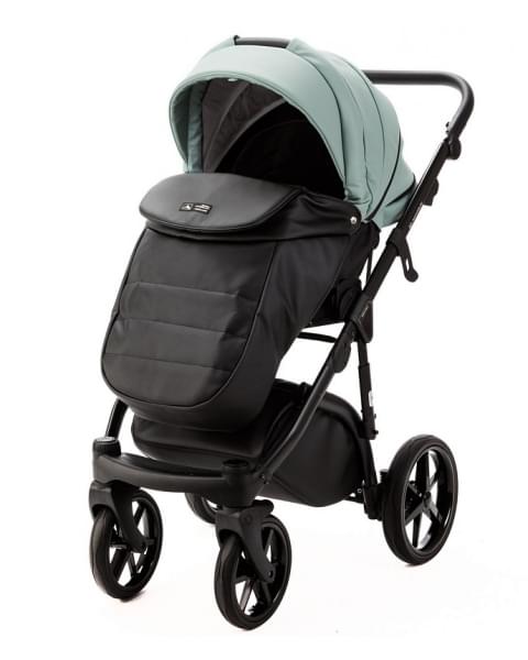 Детская коляска Adamex Nola Deluxe 3 в 1 N-SD103 (СЕРО-ЗЕЛ. КОЖА + ЧЕРН.КОЖА)