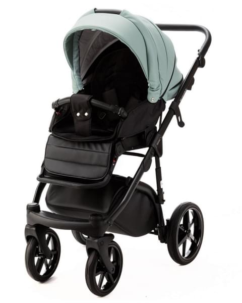 Детская коляска Adamex Nola Deluxe 3 в 1 N-SD103 (СЕРО-ЗЕЛ. КОЖА + ЧЕРН.КОЖА)