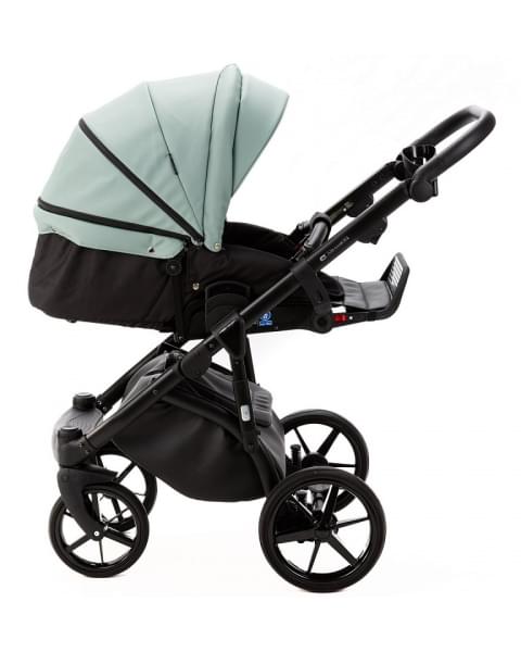 Детская коляска Adamex Nola Deluxe 3 в 1 N-SD103 (СЕРО-ЗЕЛ. КОЖА + ЧЕРН.КОЖА)