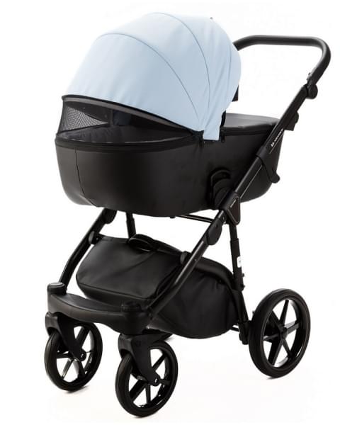 Детская коляска Adamex Nola Deluxe 3 в 1 N-SD112 (ГОЛУБАЯ КОЖА + ЧЕРН.КОЖА)