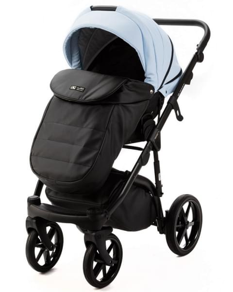 Детская коляска Adamex Nola Deluxe 3 в 1 N-SD112 (ГОЛУБАЯ КОЖА + ЧЕРН.КОЖА)