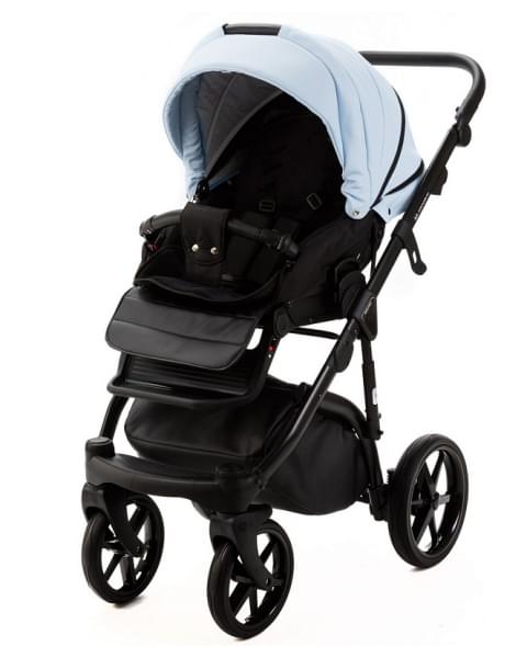 Детская коляска Adamex Nola Deluxe 3 в 1 N-SD112 (ГОЛУБАЯ КОЖА + ЧЕРН.КОЖА)